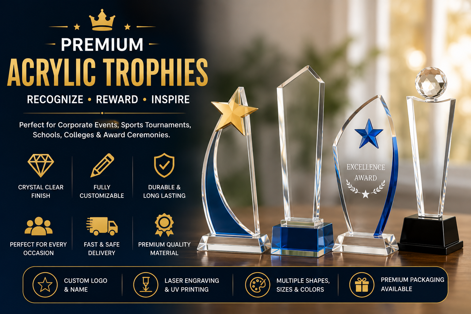 Best Acrylic Trophy Suppliers in India for Bulk and Custom Orders (2026 Guide)
